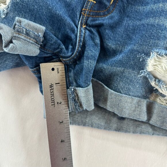 Abercrombie & Fitch Ames Low Rise Boyfriend Short Womens 29/8 Ripped Denim Blue - Picture 5 of 9